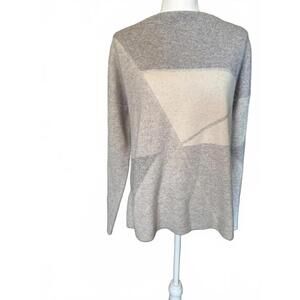 Vince Geometric Pattern Gray and Cream Sweater, Large